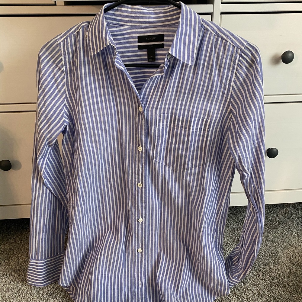 J. Crew Boy shirt in blue skinny stripe 00